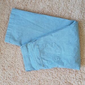 Flying Monkey Blue & White PinStriped Wide Leg Cropped Pants 8‎